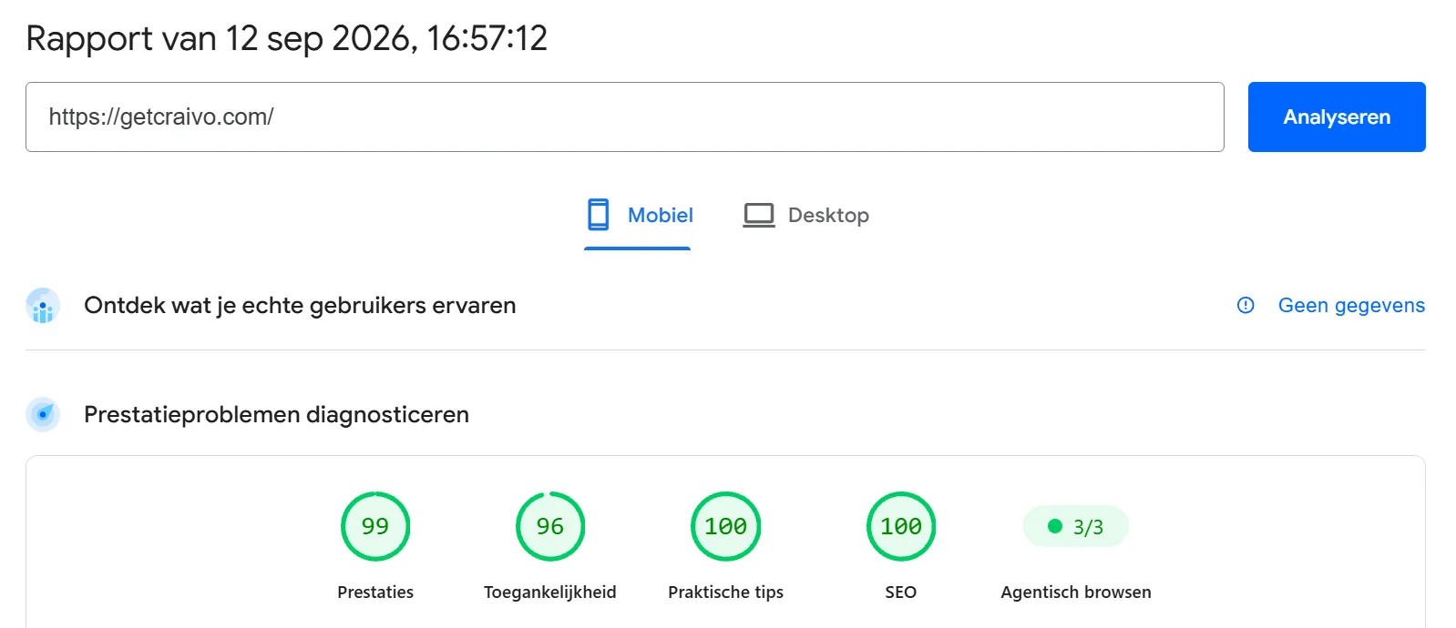 Google PageSpeed, mobiel, 12 september 2026
