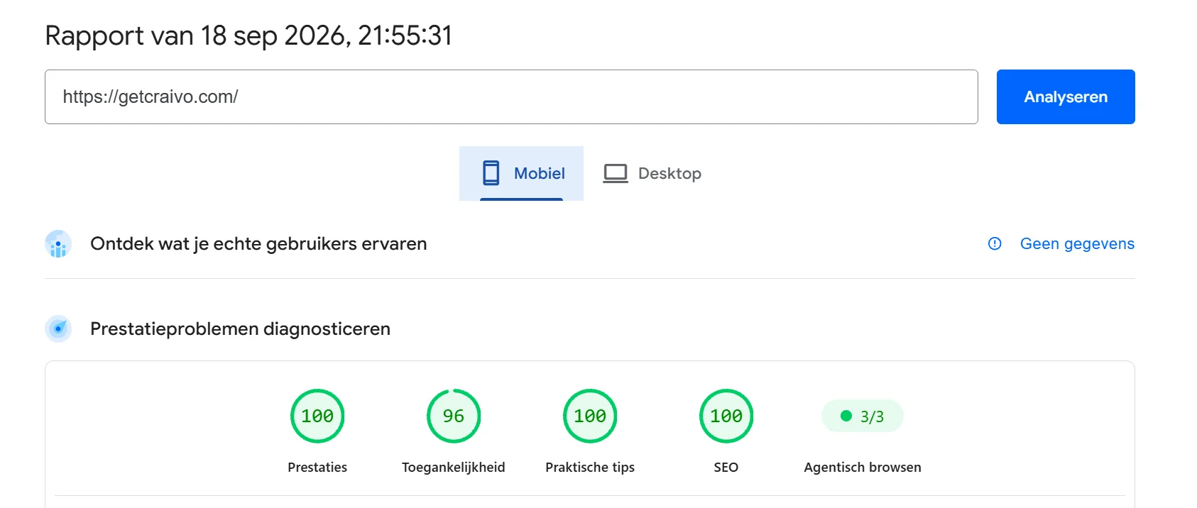 Google PageSpeed, mobiel, 18 september 2026